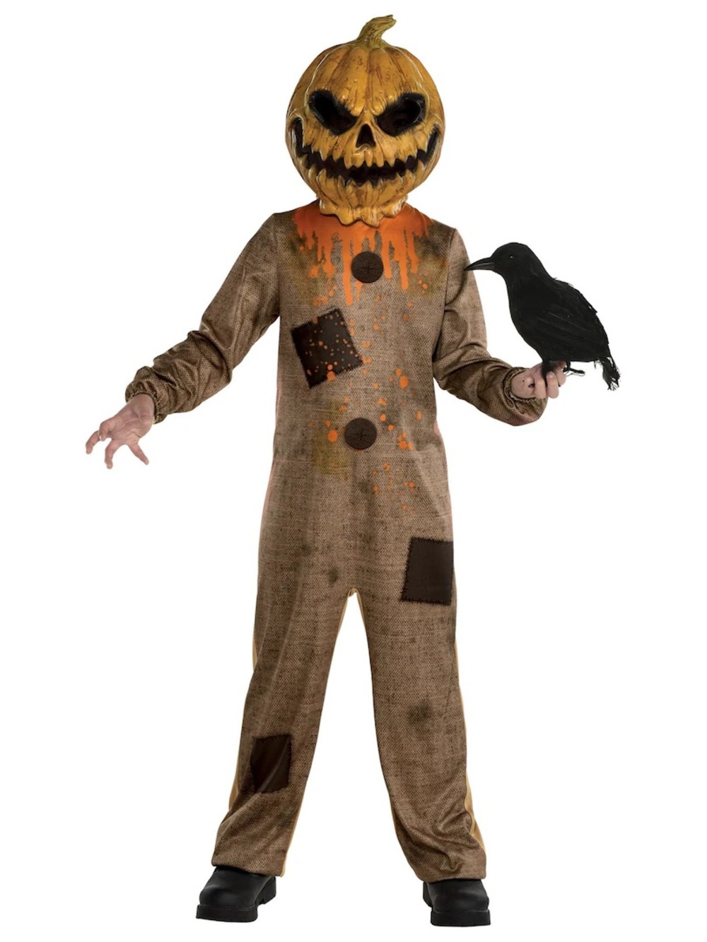BRAND NEW boy youth pumpkin scarecrow halloween costume size S 4-6